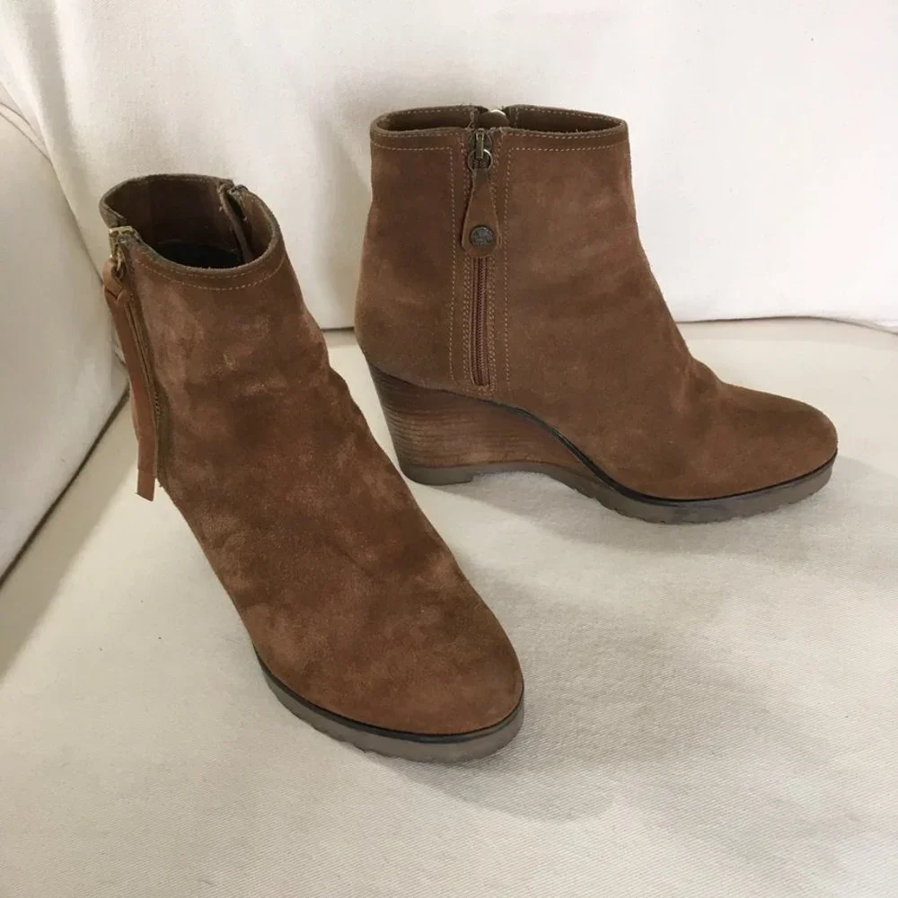 Fabianelli Italian Suede Leather Wedge Ankle Boot